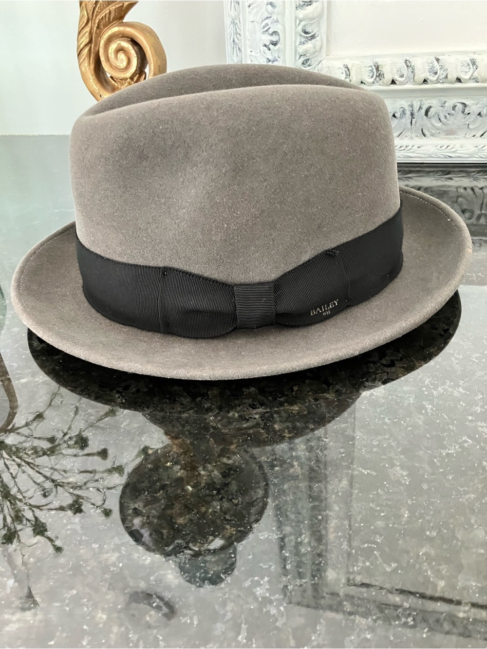 Bailey 1922 Gray Wool Felt Fedora with Black Grosgrain Band